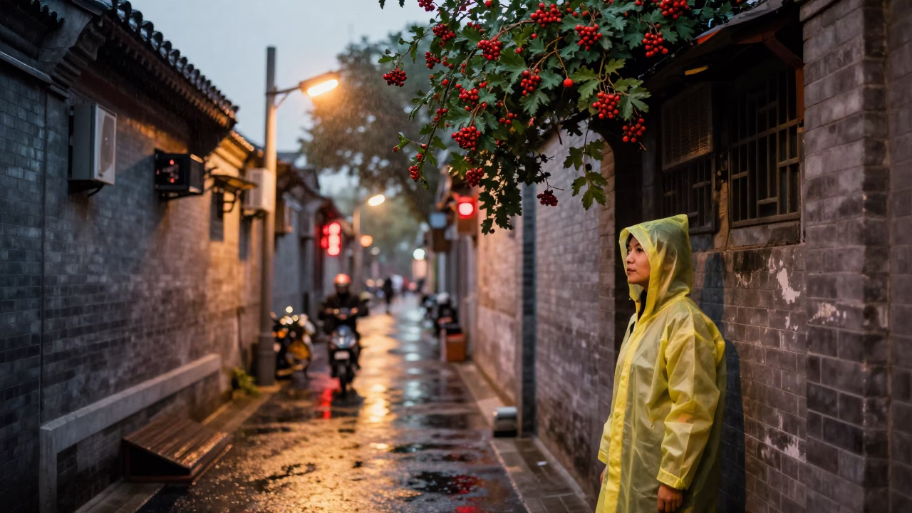 Woman at Dusk Light in Beijing in in Beijing, China