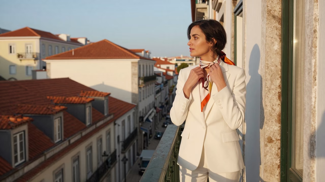 Woman at Evening Light in Lisbon in in Lisbon, Portugal