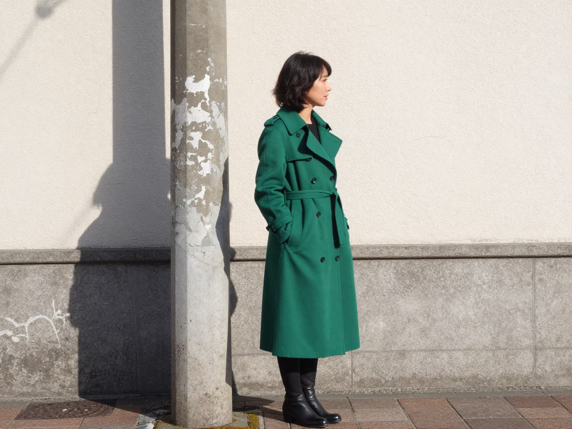 Woman at Flat Noon Light in in Sapporo, Japan