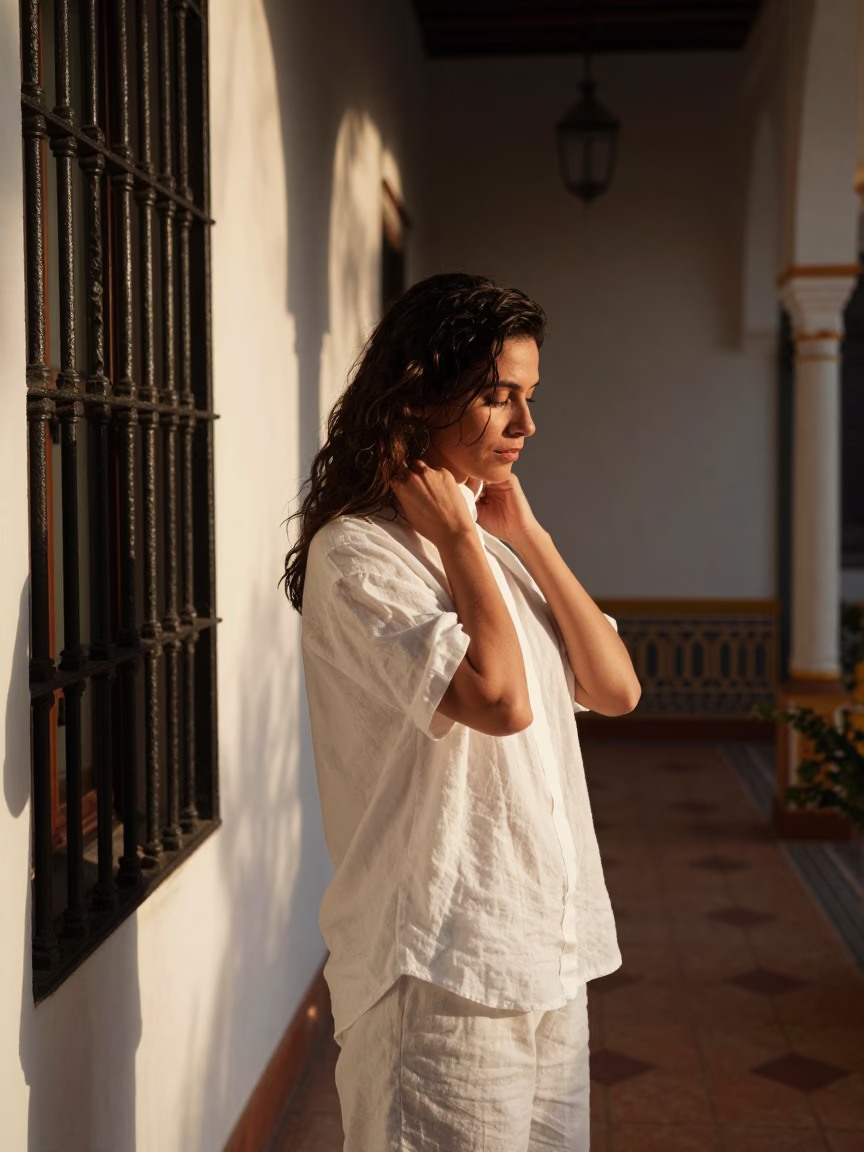 Woman at Late Afternoon Light in Seville in in Seville, Spain