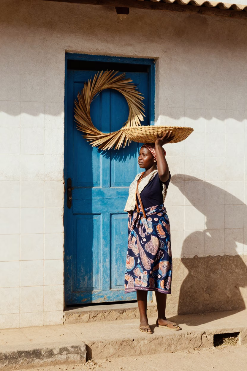 Woman at Noon Light in in Dakar, Senegal