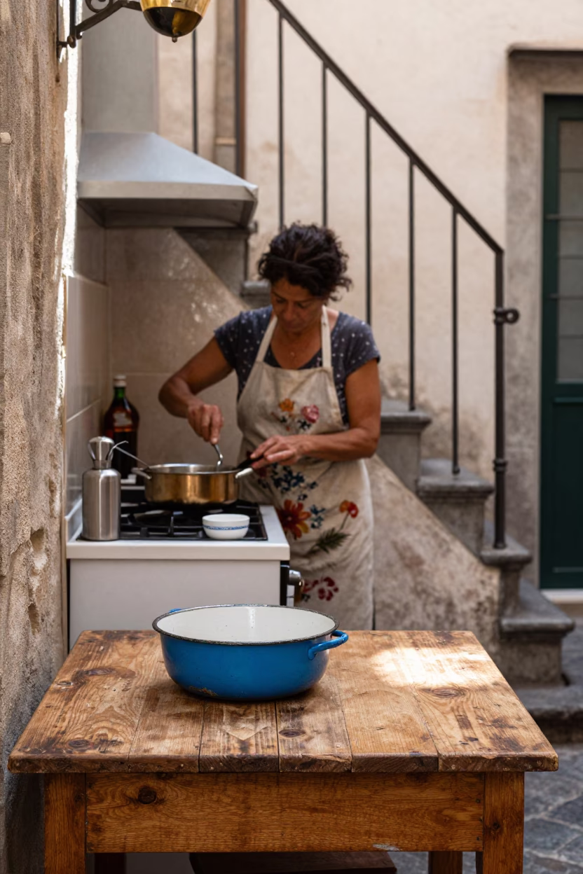 Woman Cooking in Naples in in Naples, Italy
