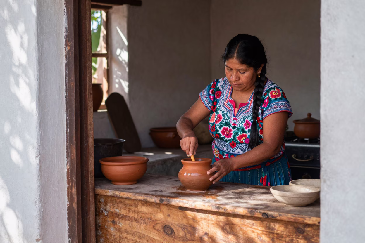 Woman Cooking in Oaxaca in in Oaxaca, Mexico