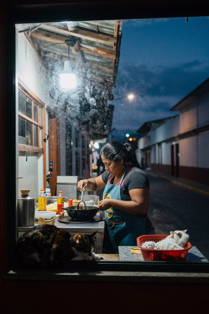 Woman Cooking in Quito in in Quito, Ecuador