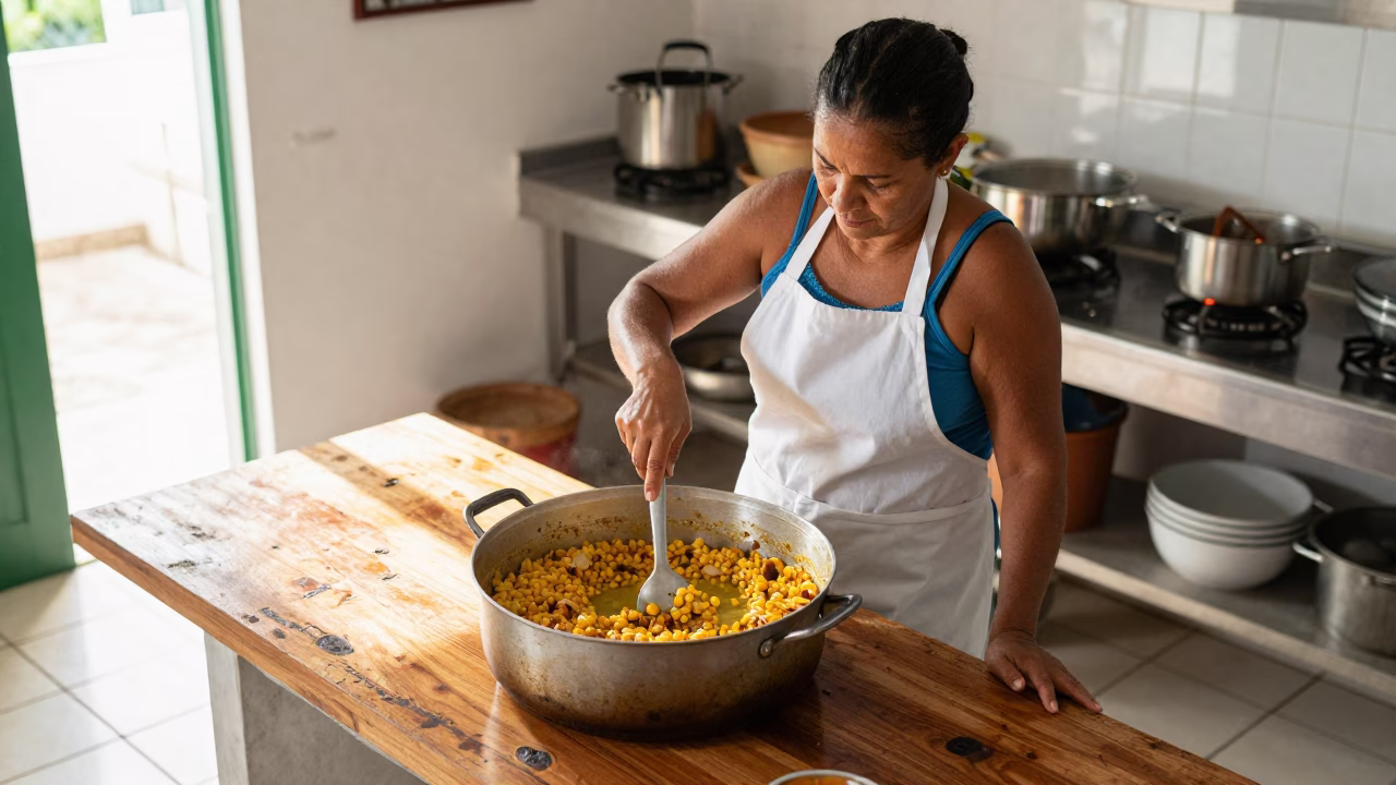 Woman Cooking in Salvador in in Salvador, Brazil