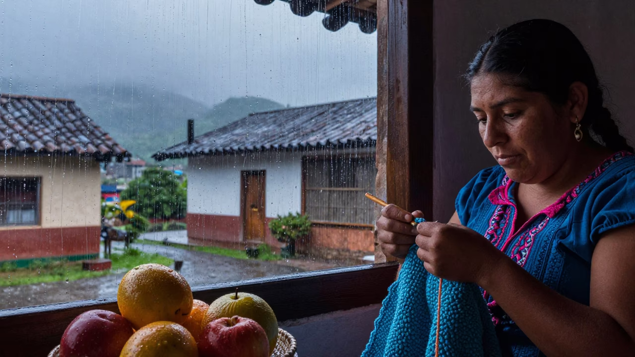 Woman Crocheting in Merida in in Merida, Mexico