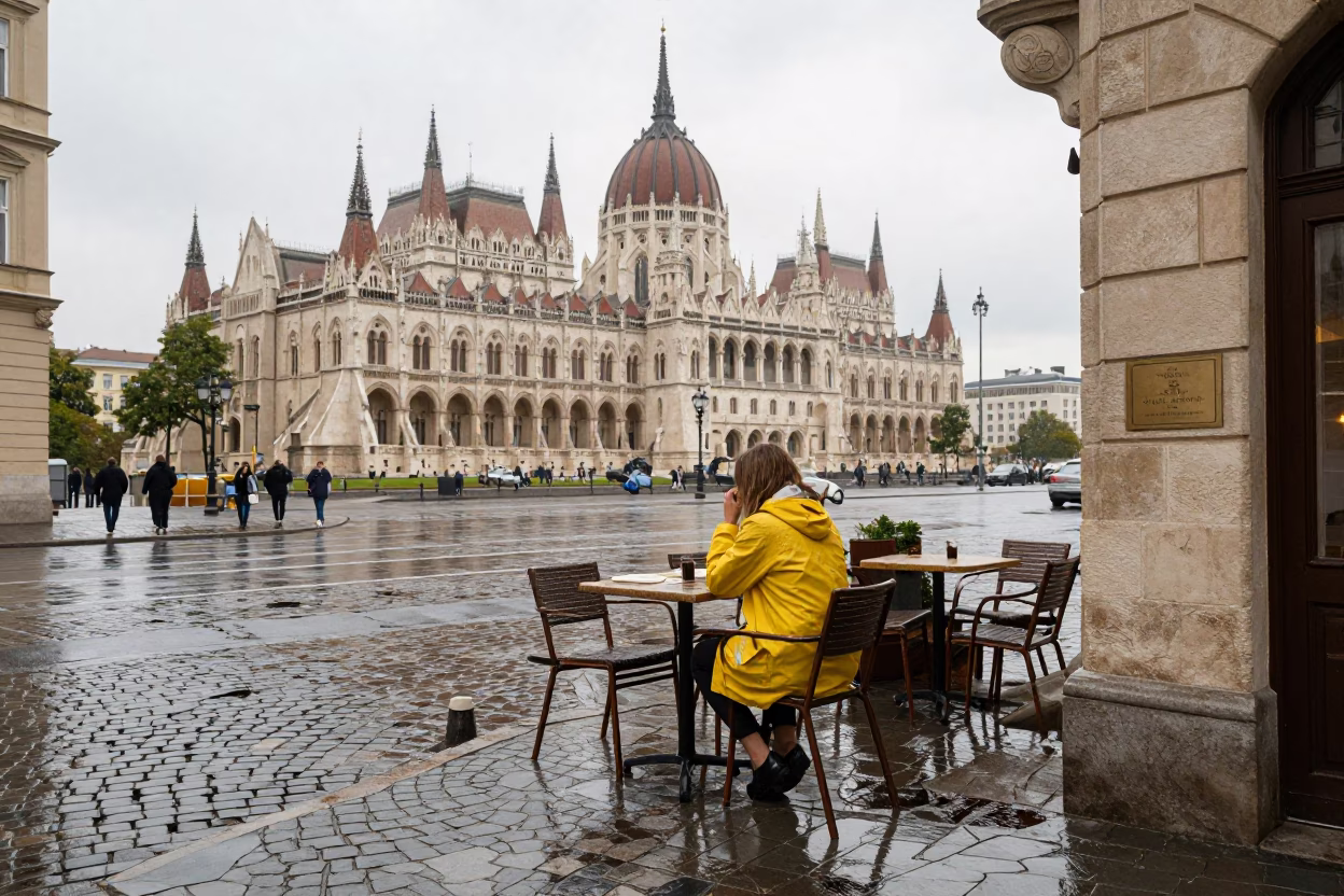 Woman Dining in Budapest in in Budapest, Hungary