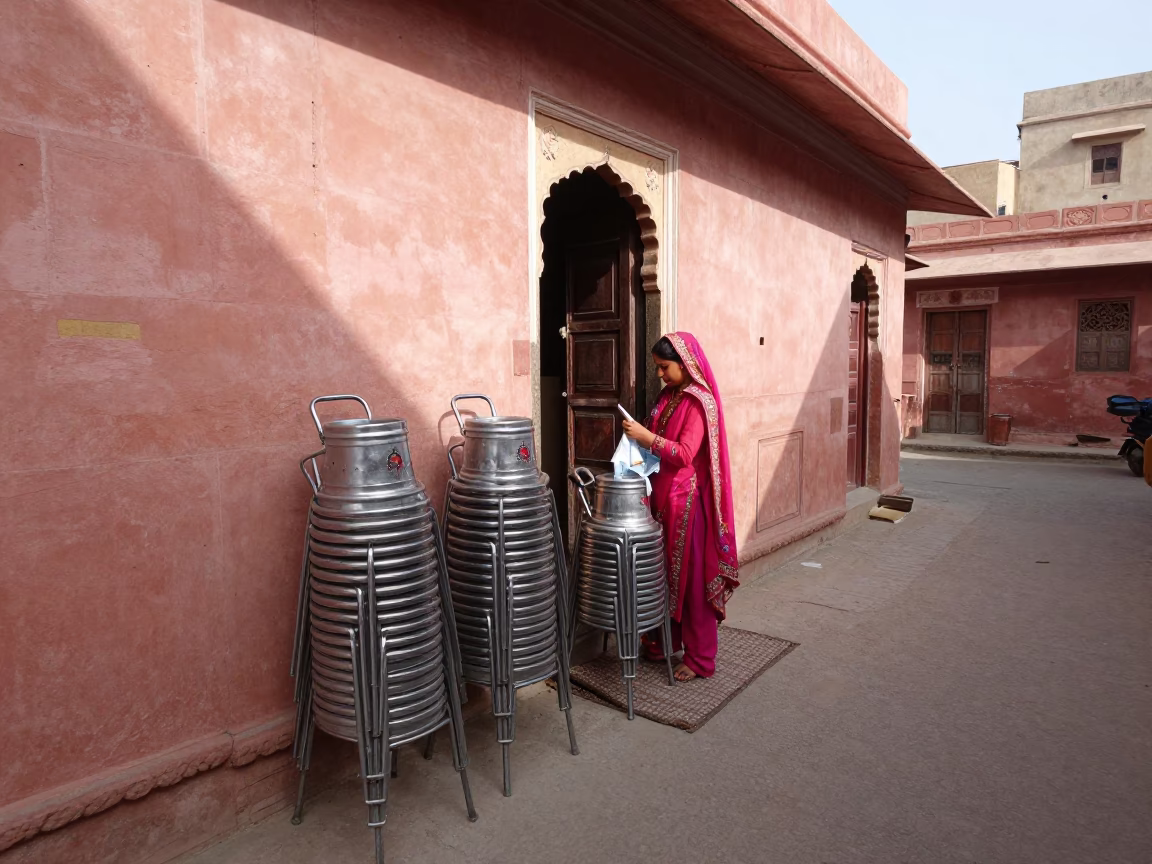 Woman Embroidering in Jaipur in in Jaipur, India