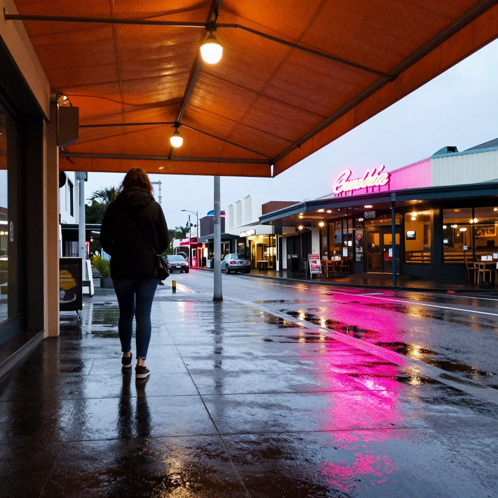 Woman in Auckland at First Light in in Auckland, New Zealand