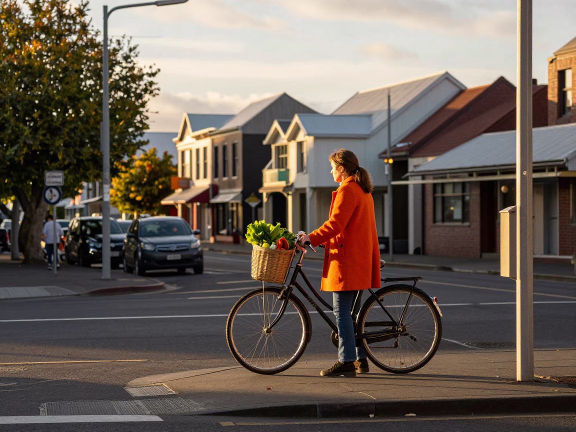 Woman in Christchurch at Golden Hour in in Christchurch, New Zealand