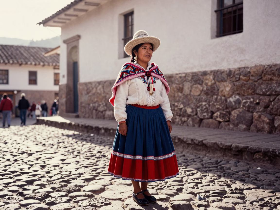 Woman in Cusco at The Early Afternoon Light in in Cusco, Peru