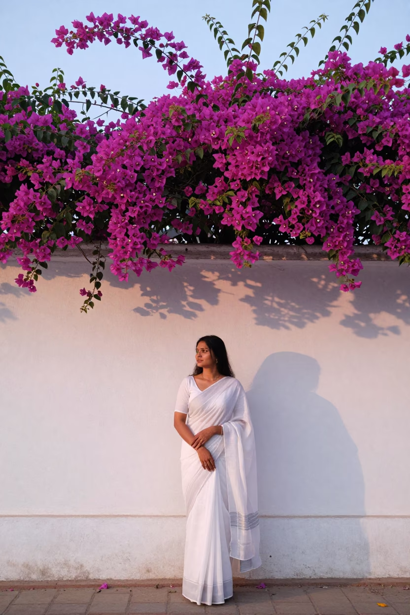 Woman in Delhi at Sunrise Light in in Delhi, India