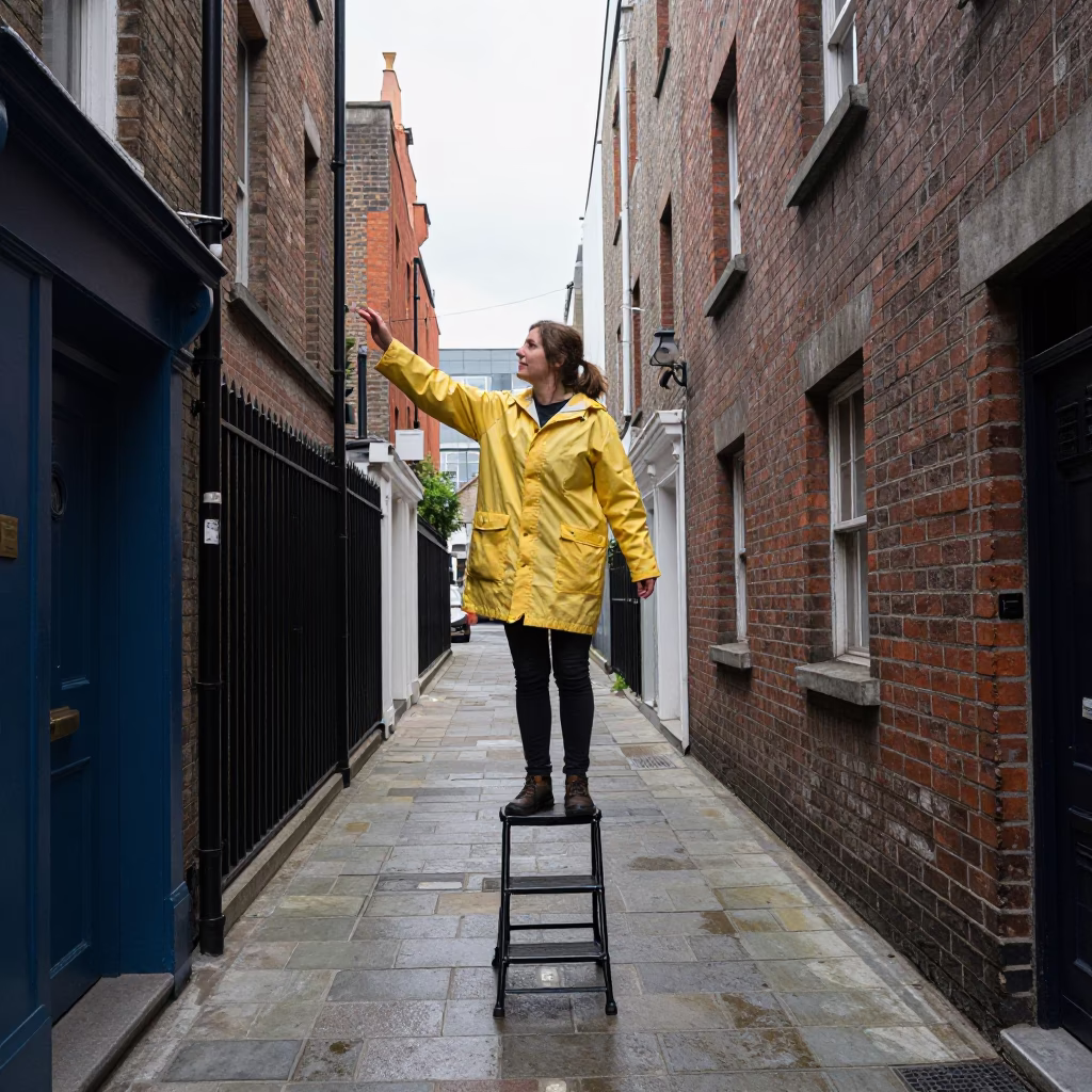 Woman in Dublin at Midday Light in in Dublin, Ireland