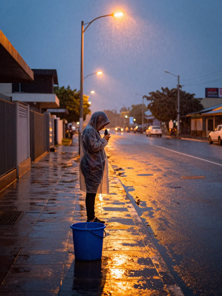 Woman in Durban at Dusk Light in in Durban, South Africa