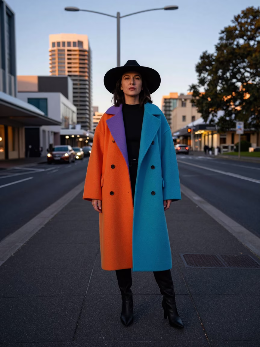 Woman in Hobart at The Early Evening Light in in Hobart, Tasmania, Australia