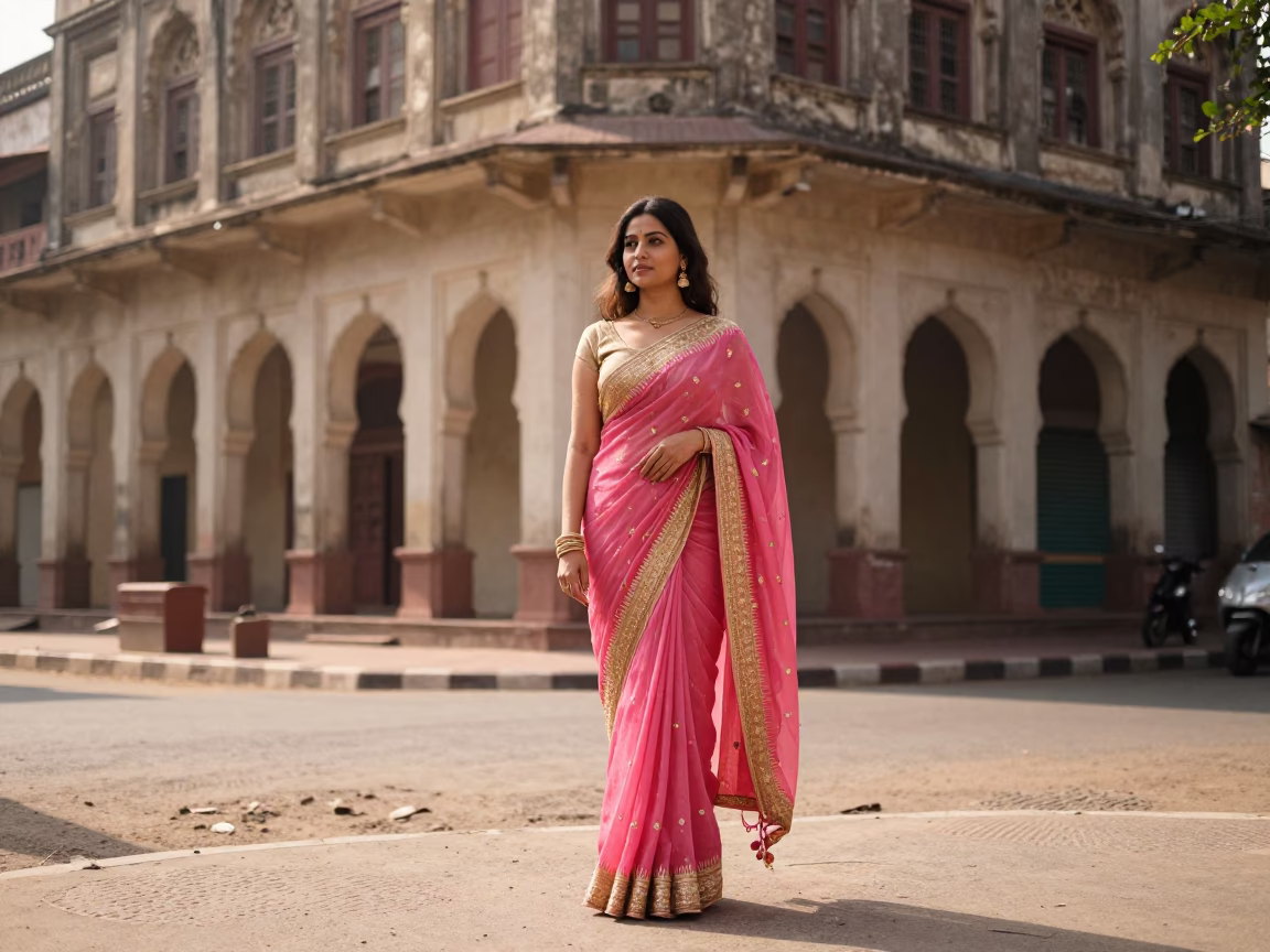 Woman in Hyderabad at The Early Afternoon Light in in Hyderabad, India
