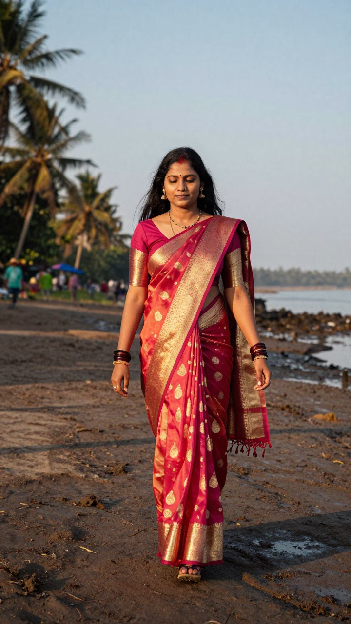 Woman in Kochi at The Late Afternoon Light in in Kochi, India
