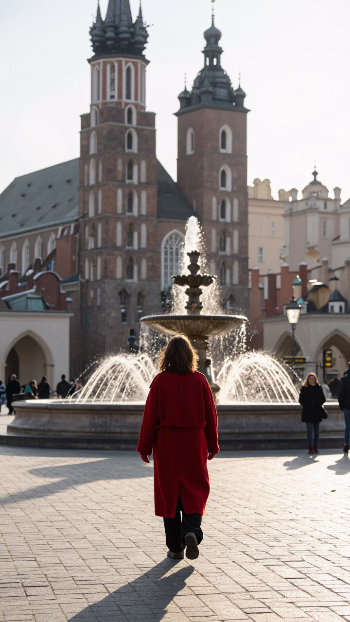 Woman in Krakow at The Late Morning Light in in Krakow, Poland