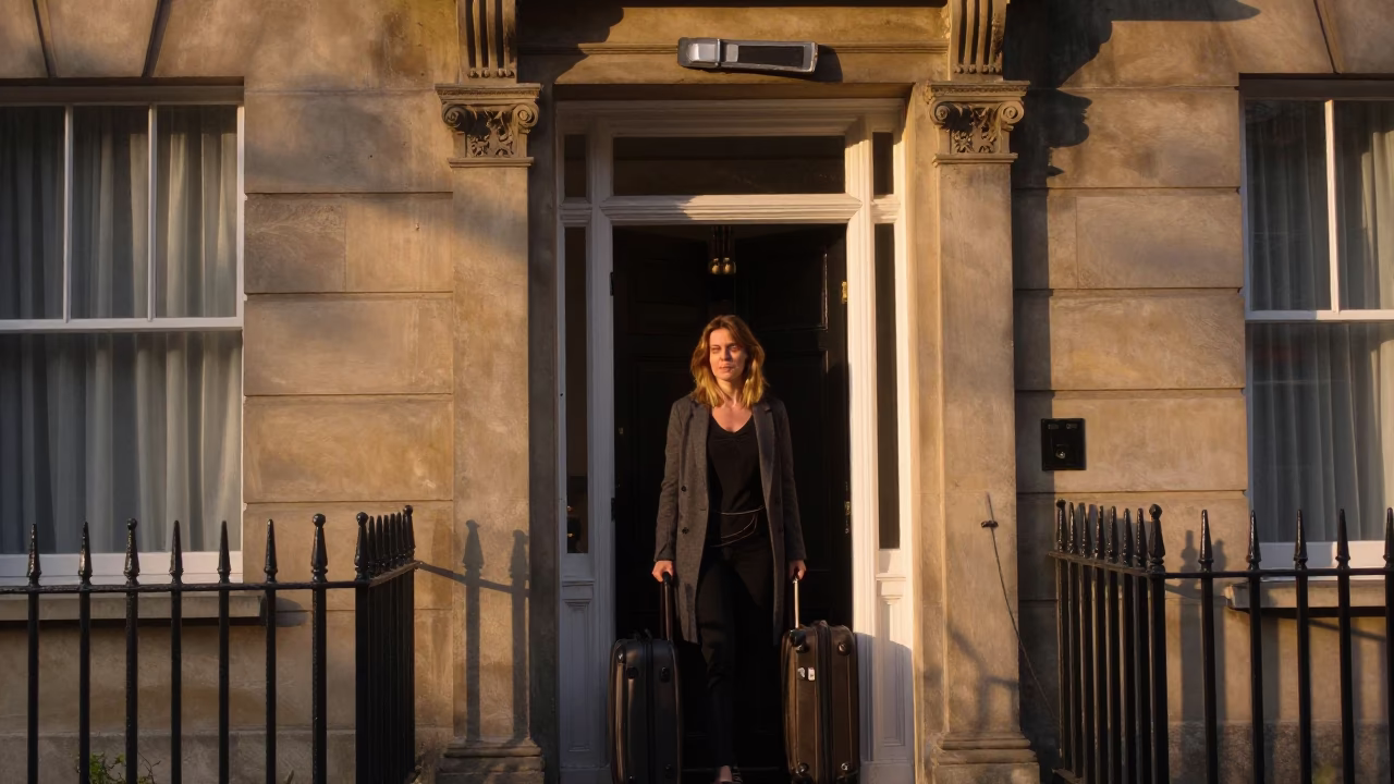 Woman in Liverpool at Evening Light in in Liverpool, United Kingdom