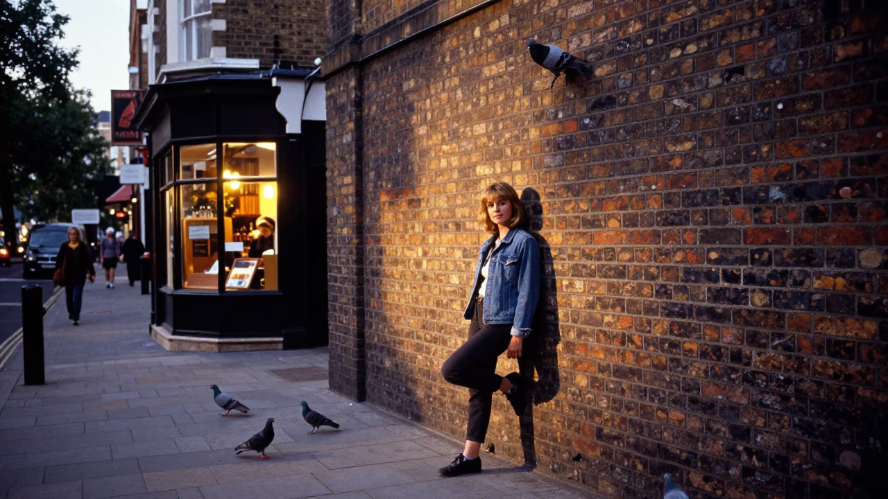 Woman in London at Evening Light in in London, United Kingdom