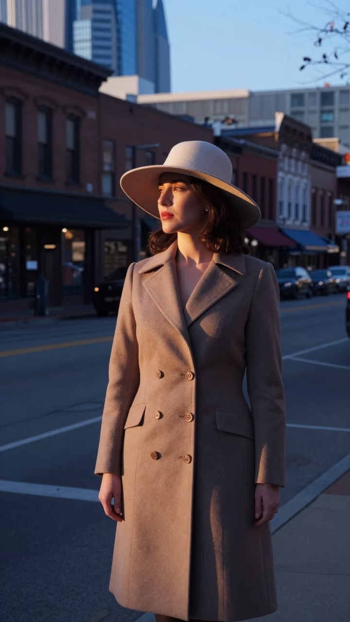 Woman in Nashville at Sunrise Light in in Nashville, Tennessee, United States