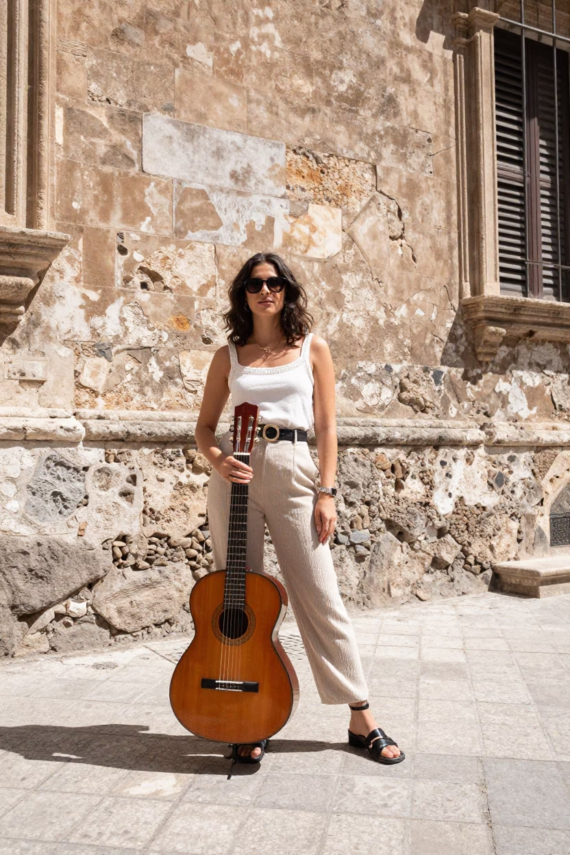 Woman in Palermo at Midday Light in in Palermo, Italy