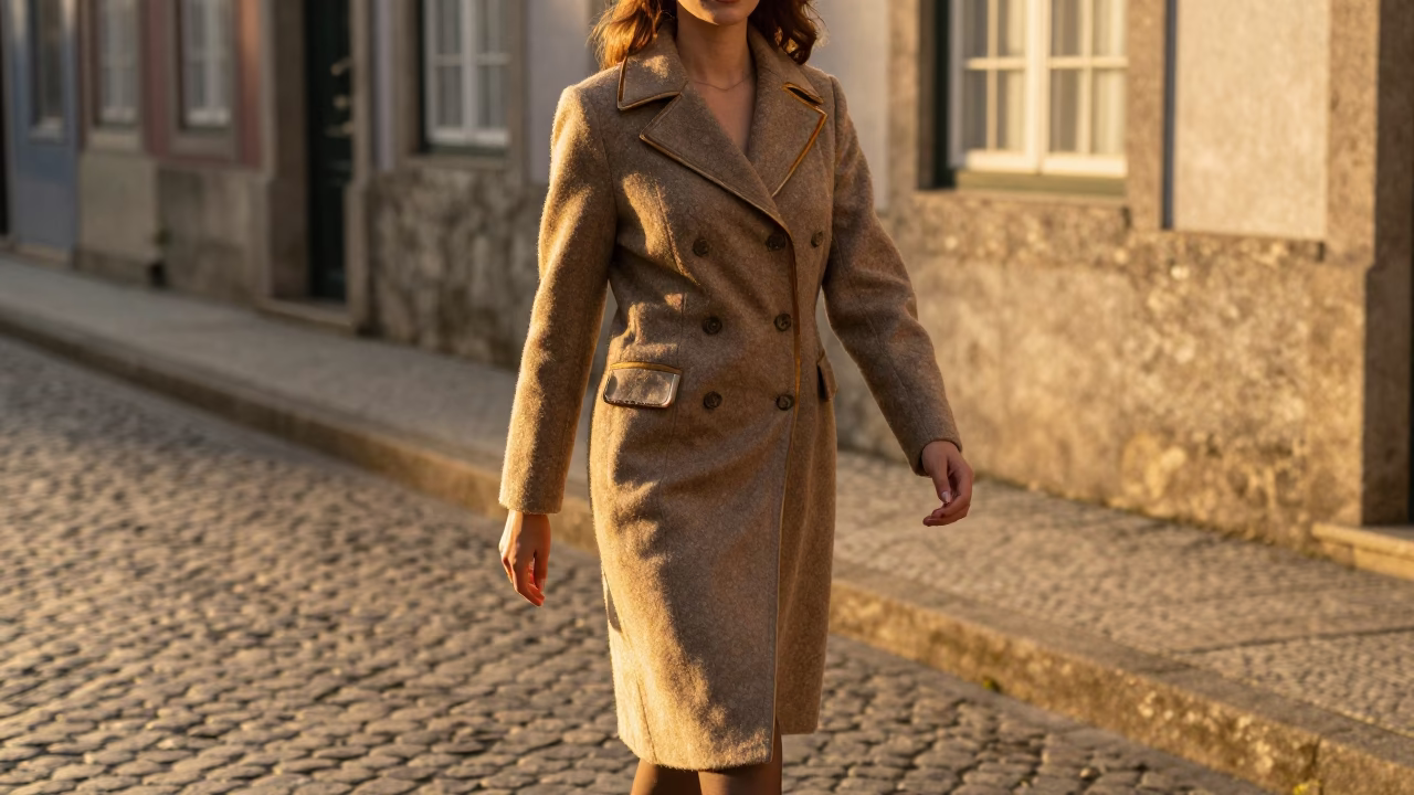 Woman in Porto at Honeyed Evening Light in in Porto, Portugal