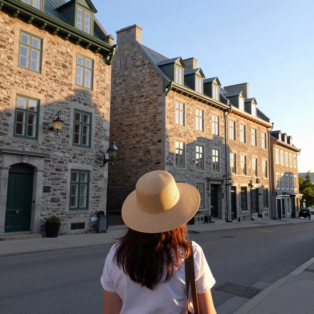 Woman in Quebec City at Golden Hour in in Quebec City, Quebec, Canada