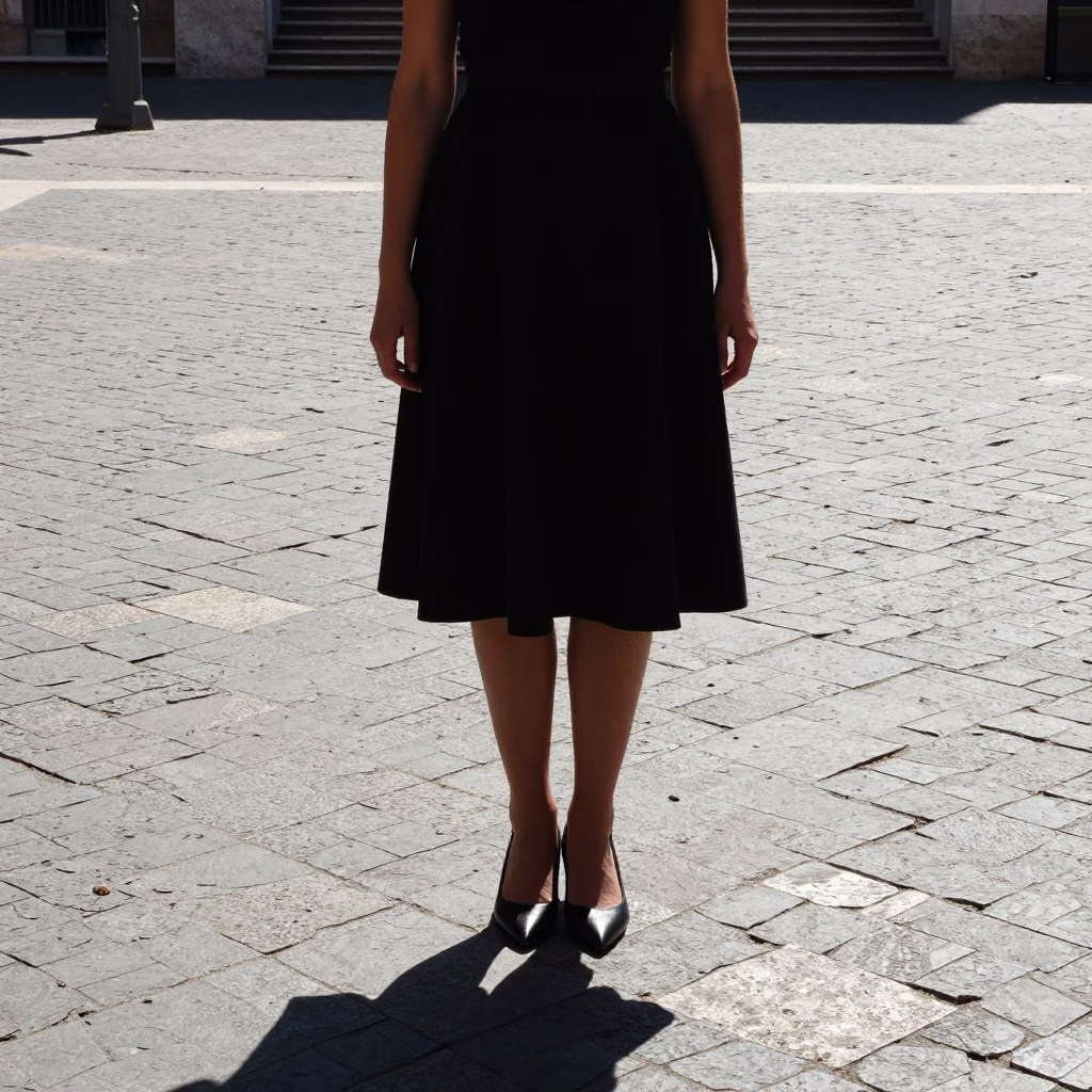 Woman in Rome at The Flat Glare Of Noon Light in in Rome, Italy