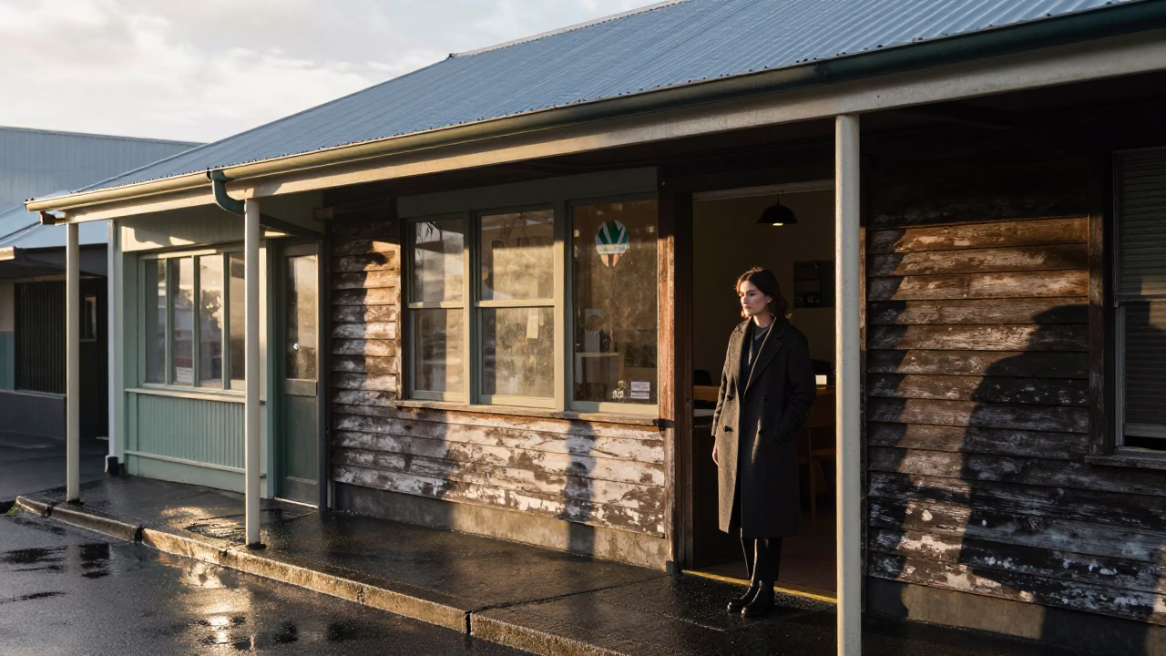Woman just after sunrise in Auckland in in Auckland, New Zealand