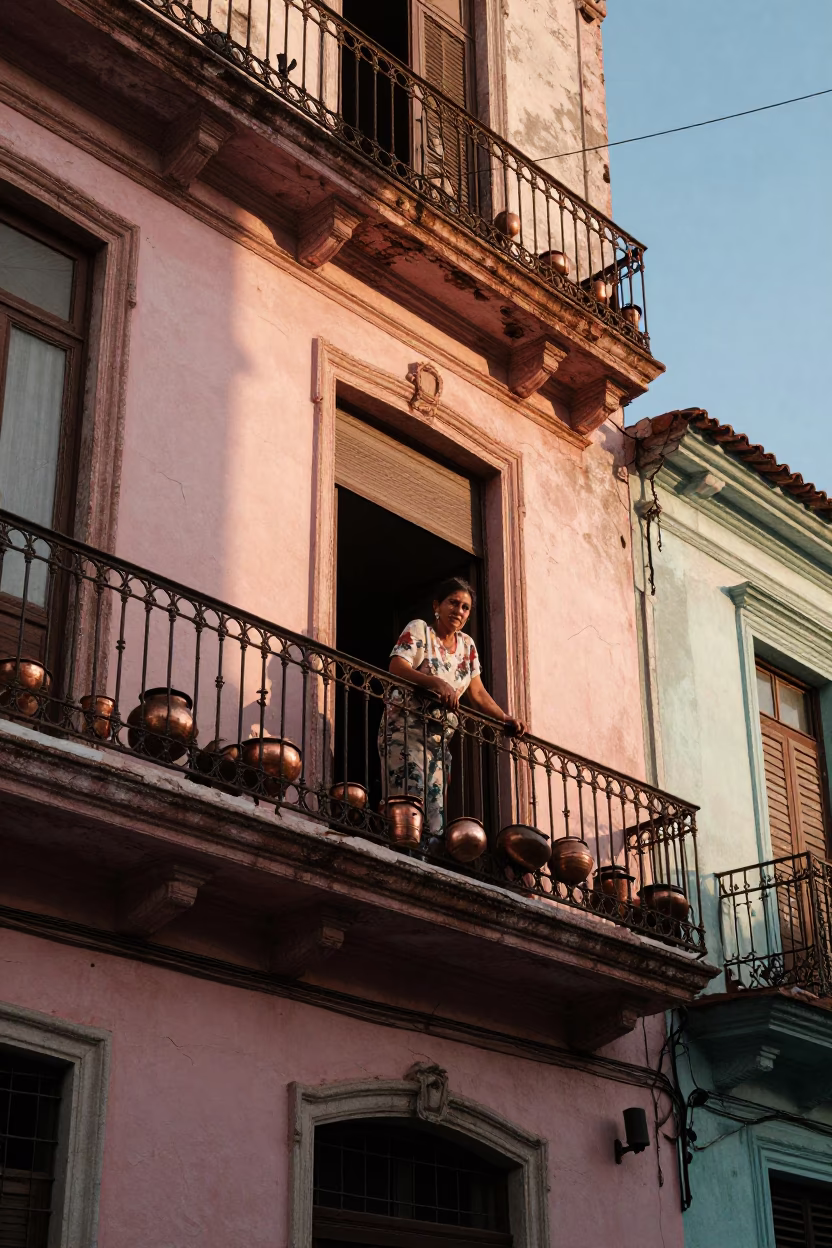 Woman just after sunrise in Havana in in Havana, Cuba