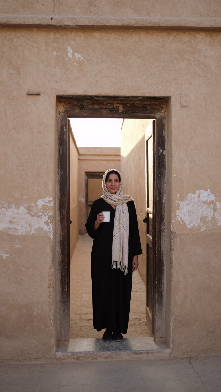 Woman just after sunrise in Luxor in in Luxor, Egypt