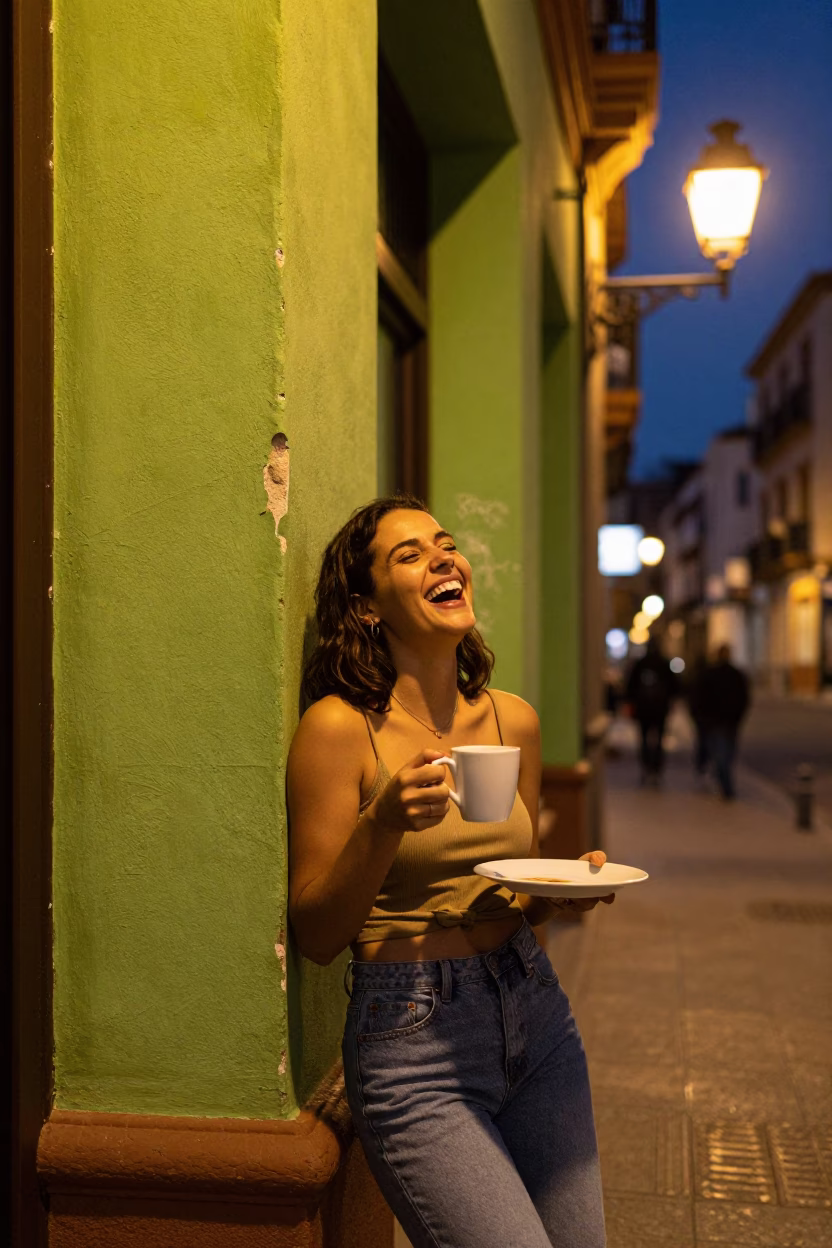 Woman Laughing in Seville in in Seville, Spain