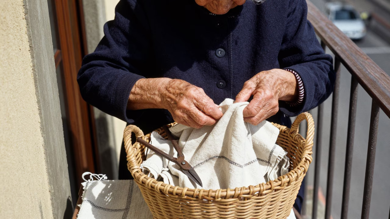 Woman Mending in Florence in in Florence, Italy