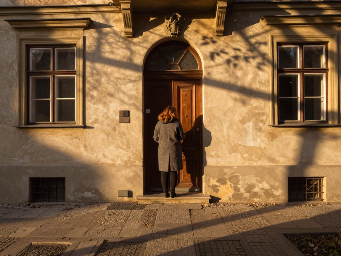 Woman Pausing in Krakow in in Krakow, Poland