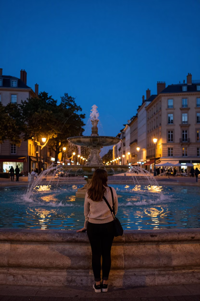 Woman Pausing in Lyon in in Lyon, France