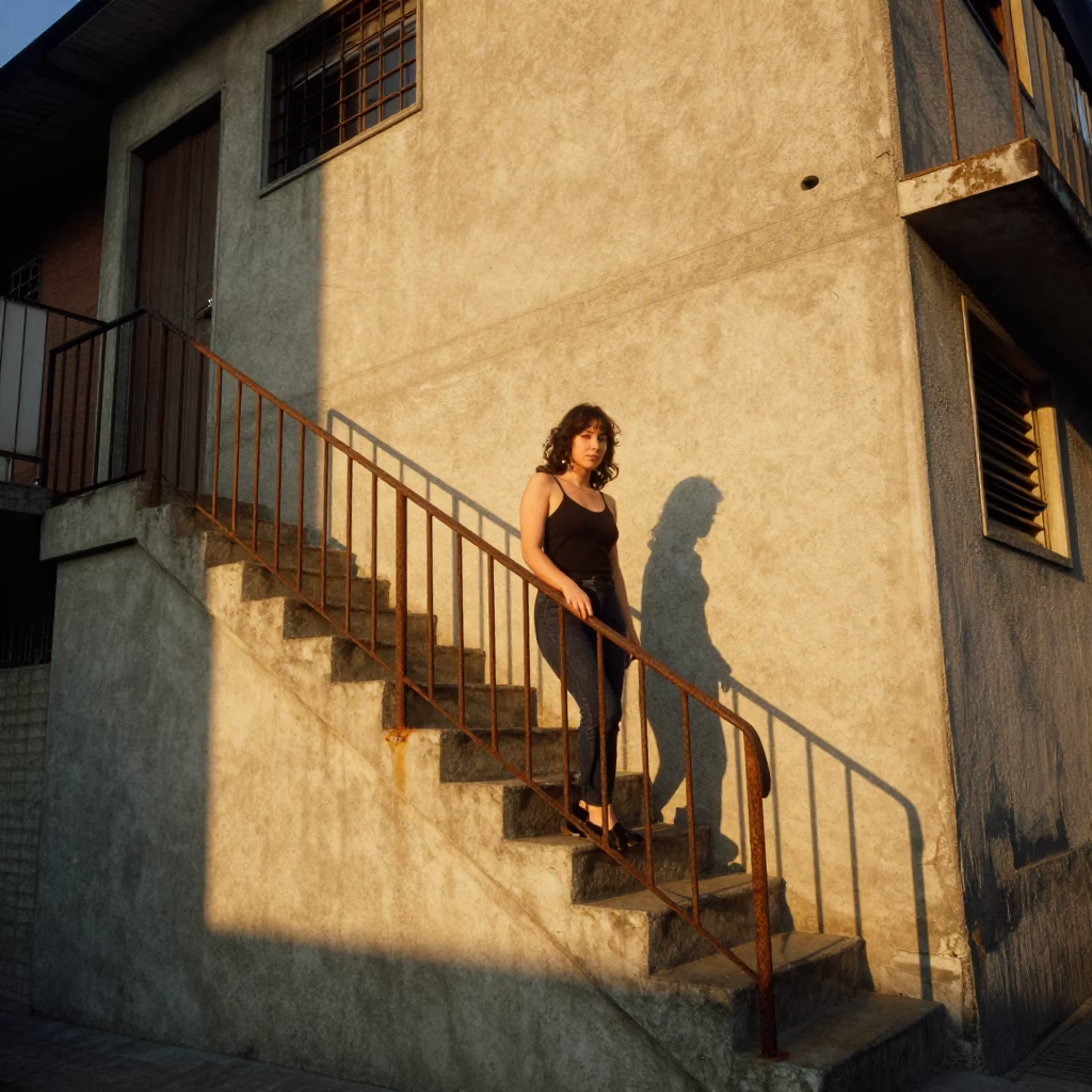 Woman Pausing in Medellin in in Medellin, Colombia