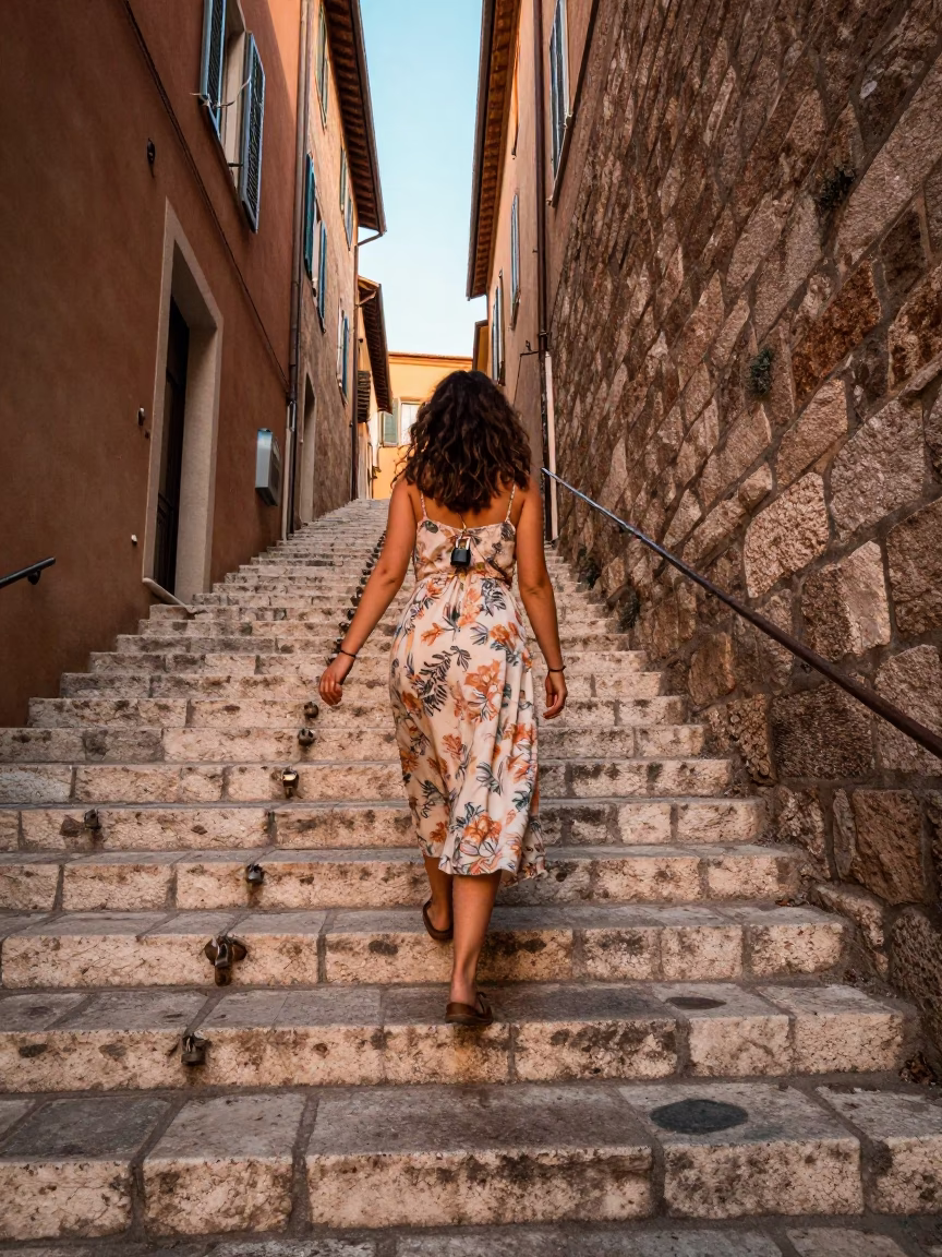 Woman Pausing in Nice in in Nice, France