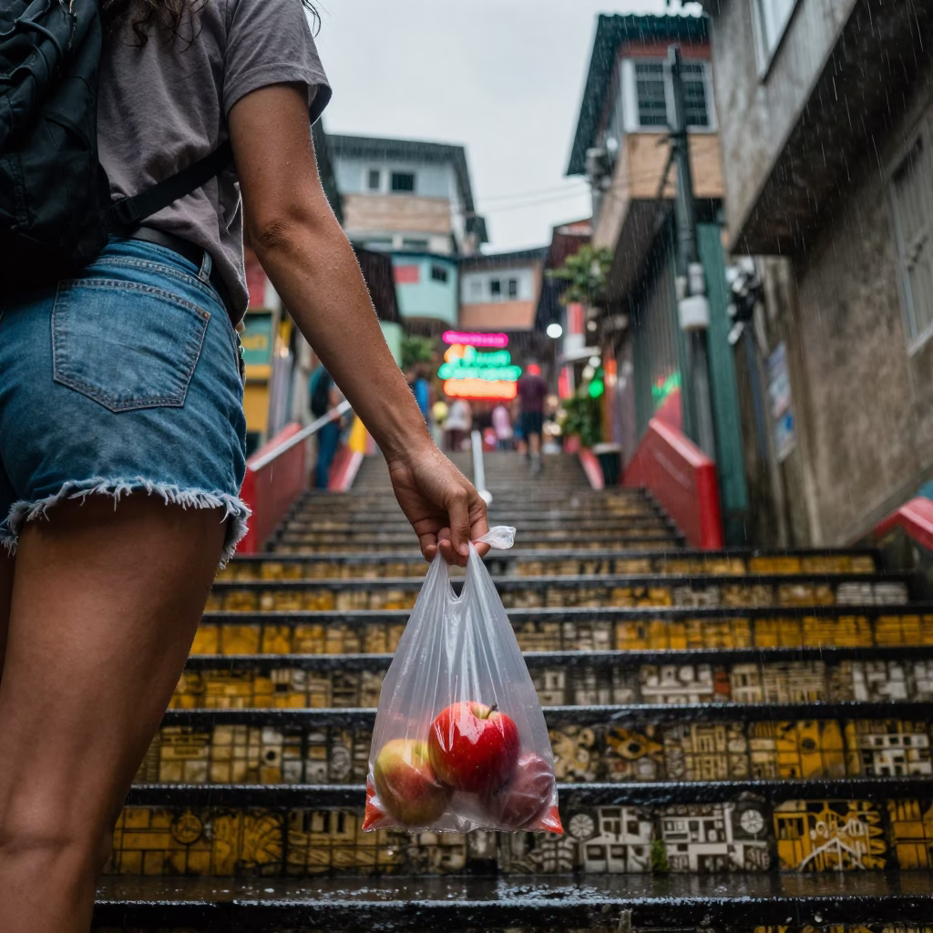 Woman Pausing in São Paulo in in São Paulo, Brazil