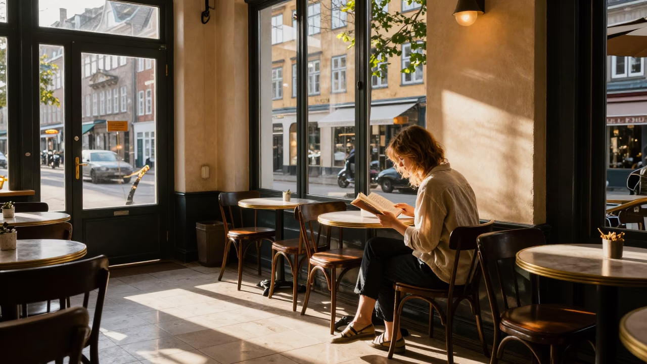 Woman Reading in Copenhagen in in Copenhagen, Denmark