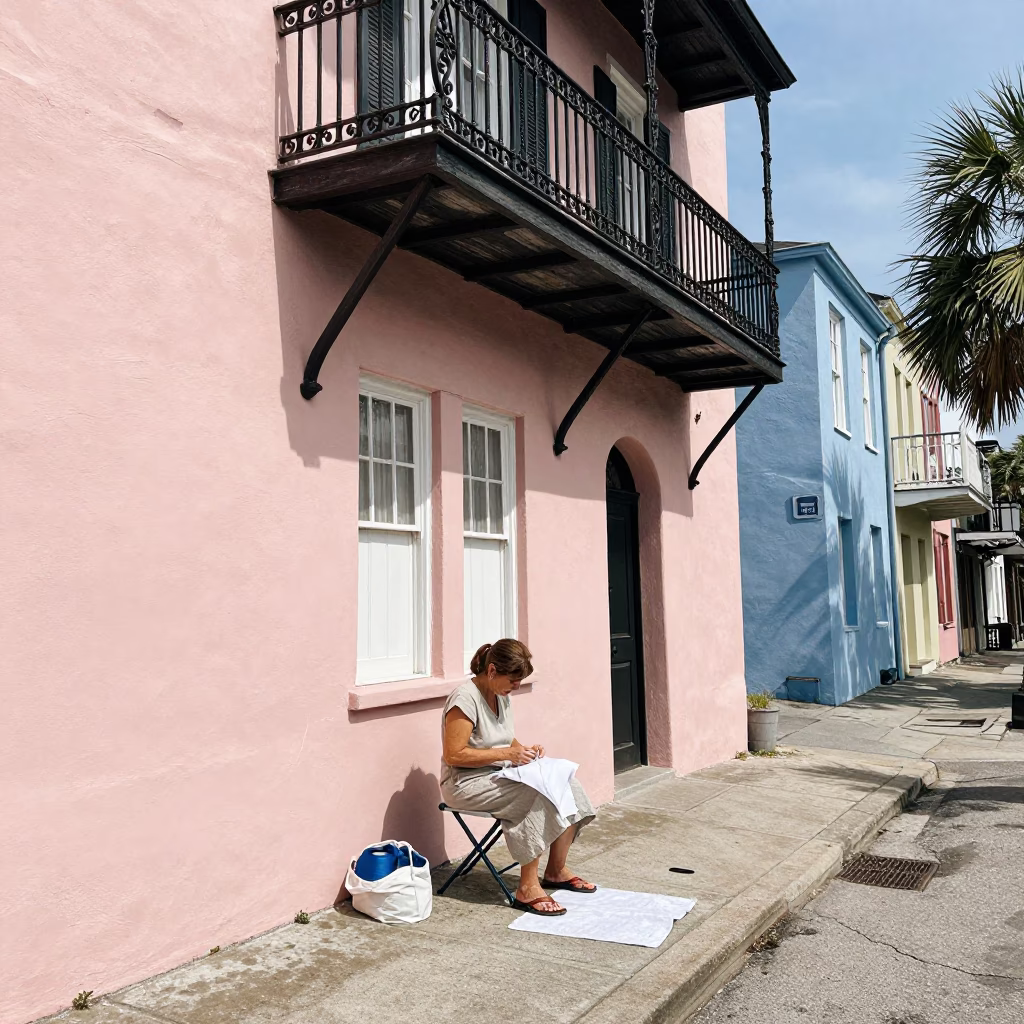 Woman Sewing in Charleston in in Charleston, South Carolina, United States