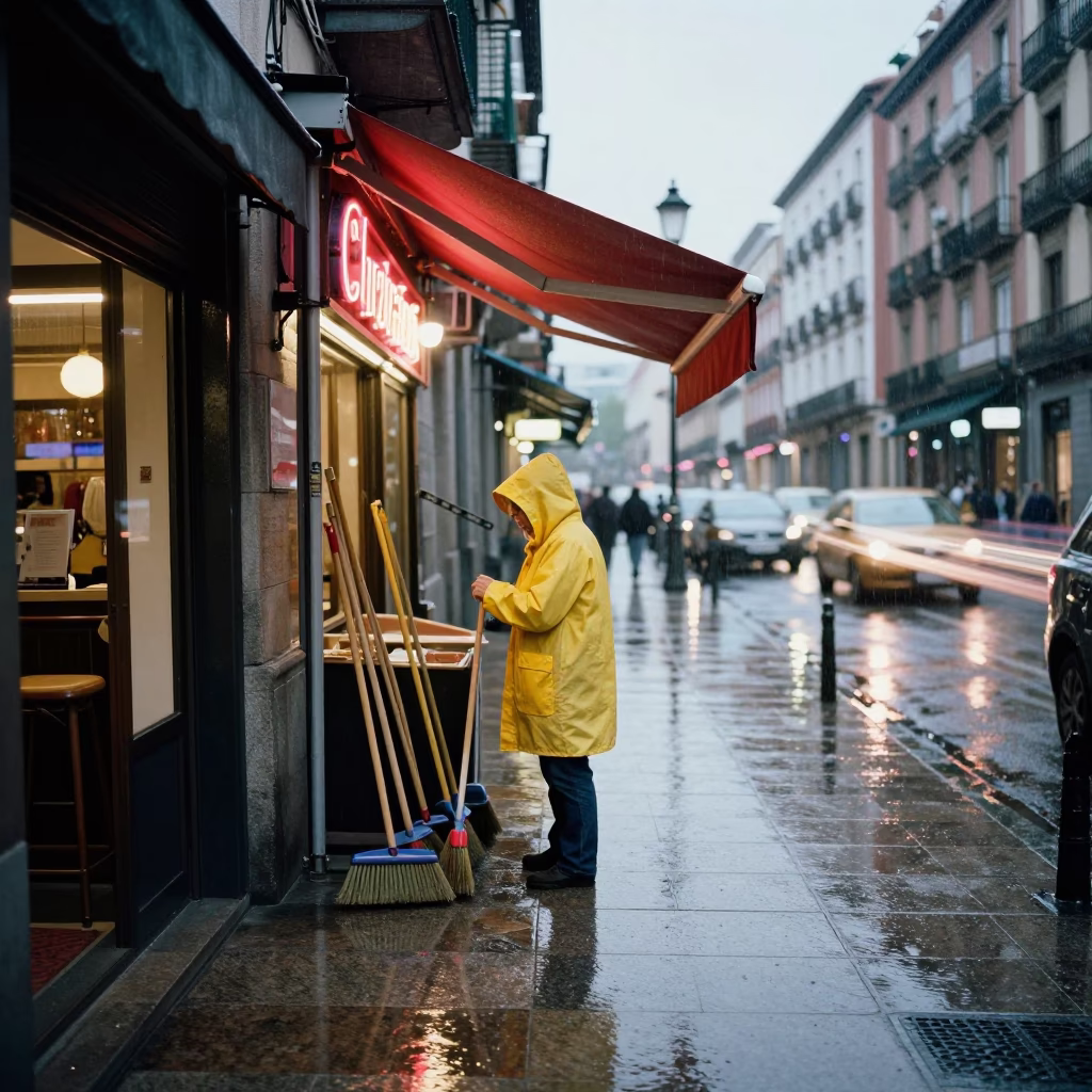 Woman Sheltering in Madrid in in Madrid, Spain