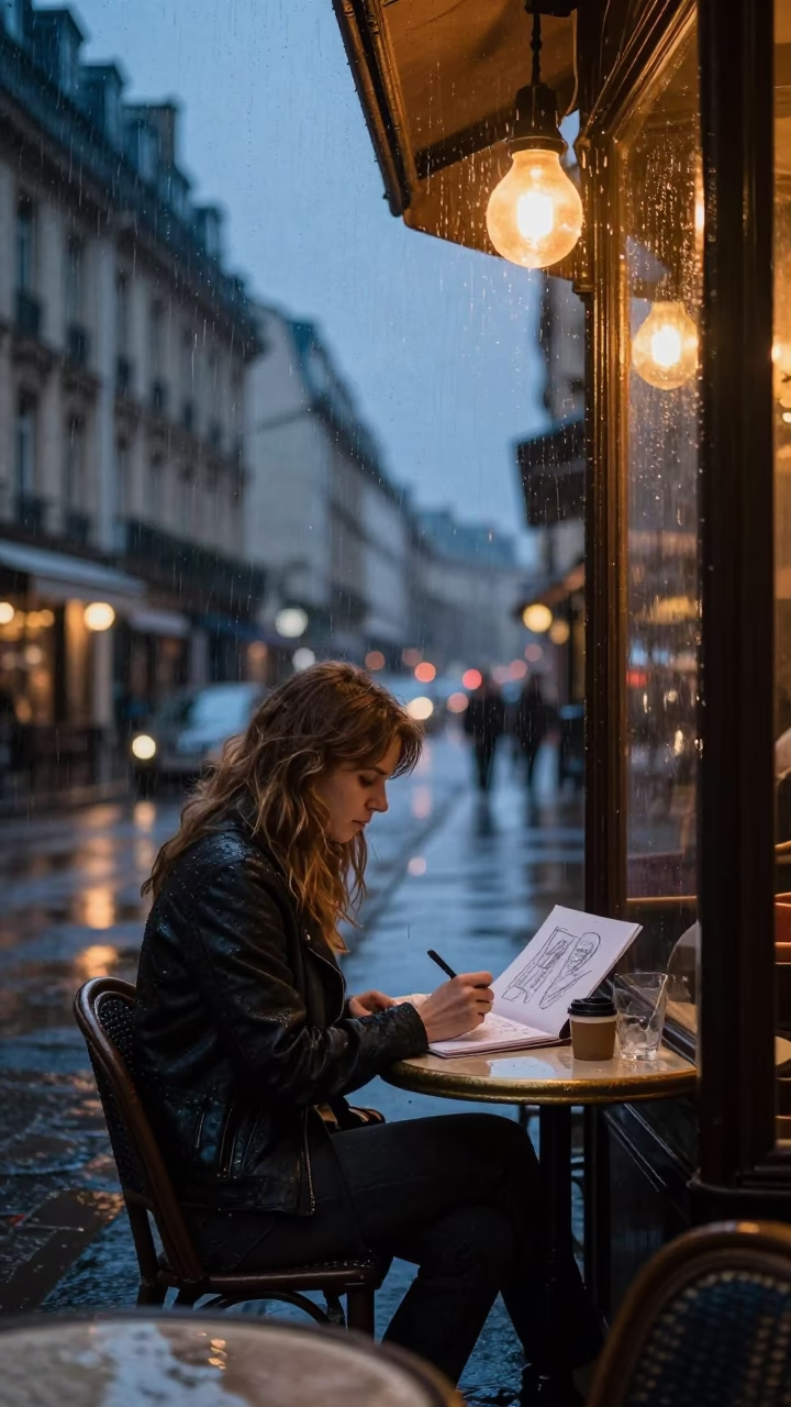 Woman Sketching in Paris in in Paris, France