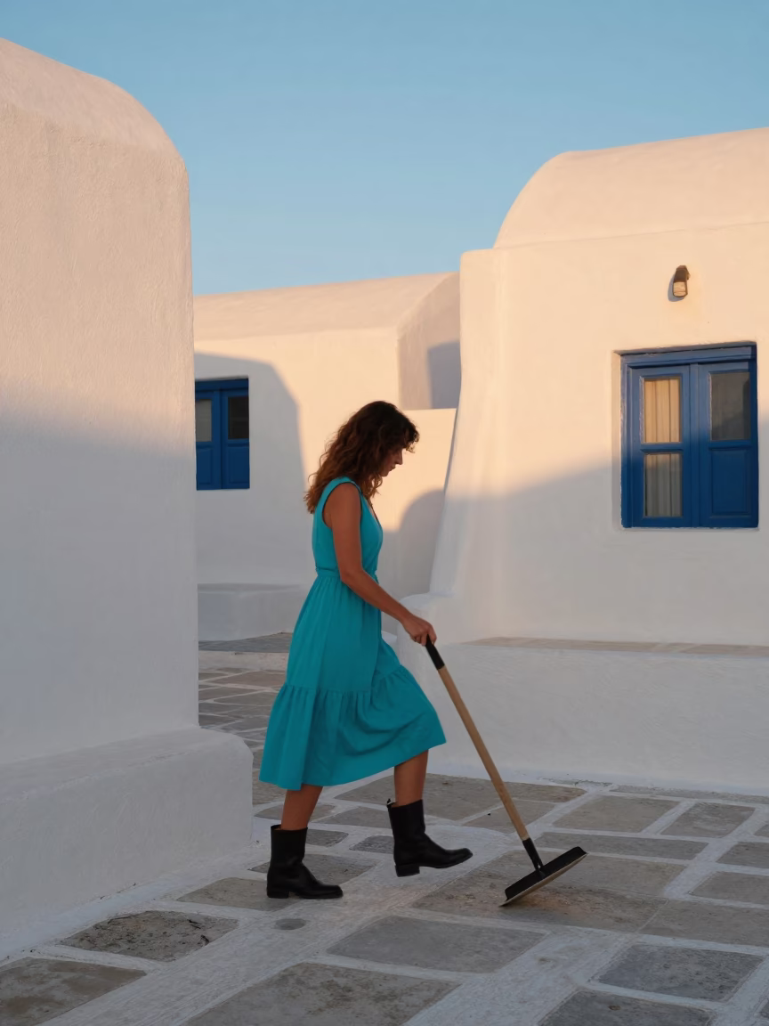 Woman Stepping in Athens in in Athens, Greece