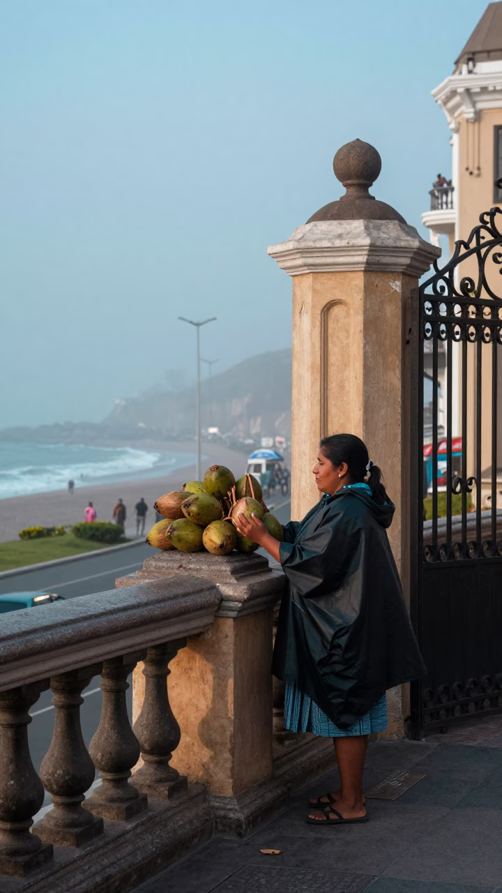 Woman Waiting in Lima in in Lima, Peru