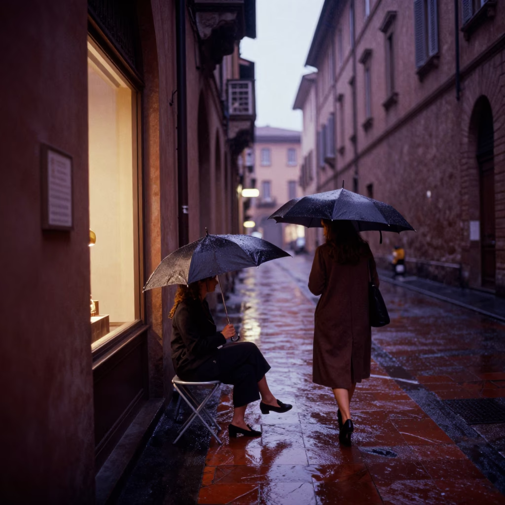 Women at Dusk Light in Bologna in in Bologna, Italy