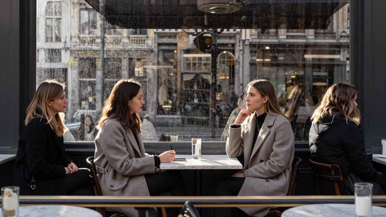 Women at Noon Light in Brussels in in Brussels, Belgium
