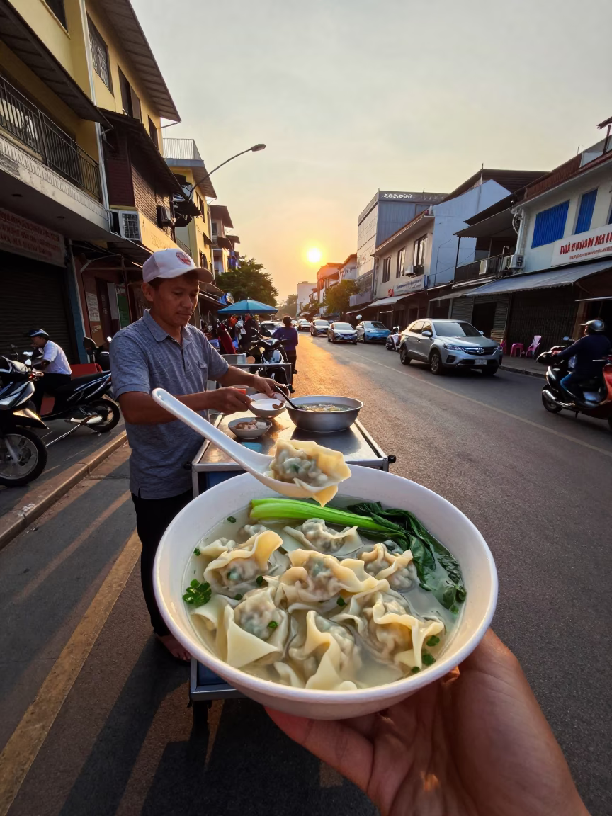 Wonton Soup in Ho Chi Minh City in in Ho Chi Minh City, Vietnam