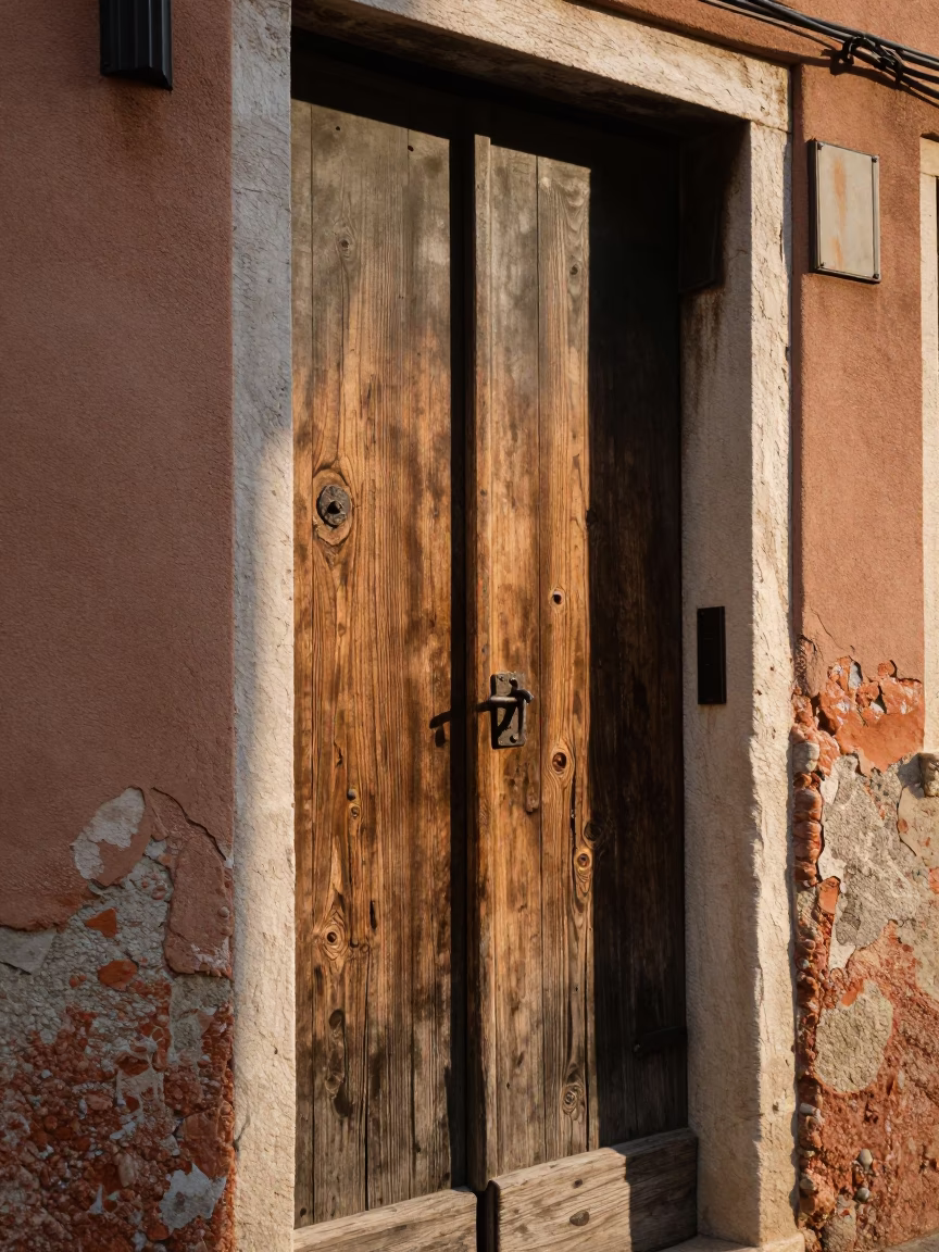 Wood Texture at Late Afternoon Light in Venice in in Venice, Italy