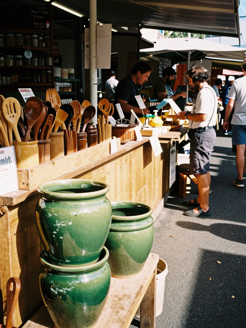 Wood Utensils in Sydney at Flat Noon Light in in Sydney, New South Wales, Australia